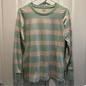 Mossimo Mint Wide Striped Long Sleeve Top L